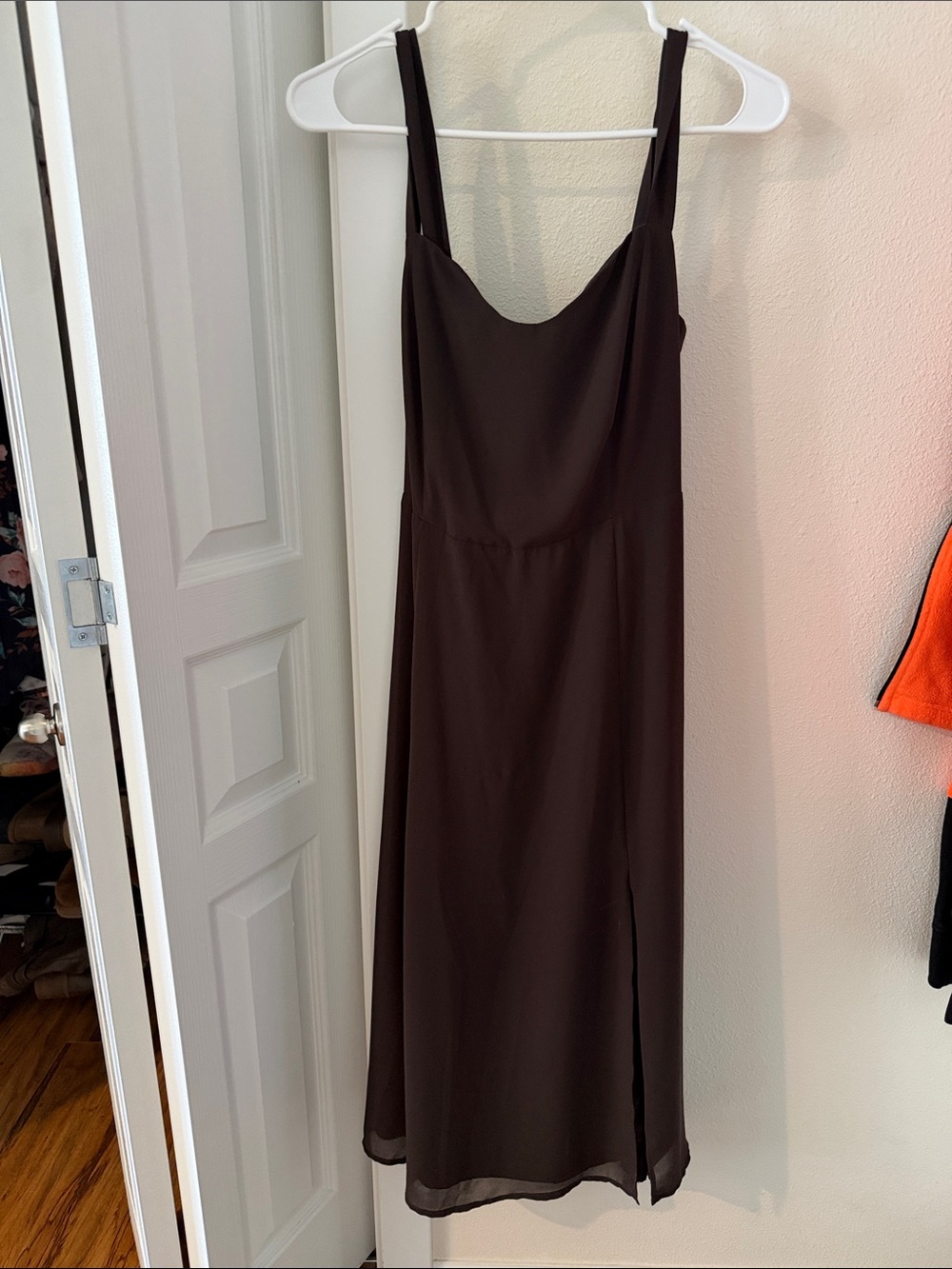 Classic Brown Slip Midi Dress - Women's